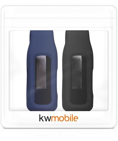 kwmobile 2X Clip Holders Compatible with Fitbit Inspire 3 / Inspire 2 / Ace 3 - Clip-On Holder Replacement Set - Black/Dark Blue black / dark blue - Buy Online on GoSupps.com