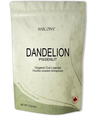 Organic Dandelion Herbal Tea Loose Leaves by Marcoina - Cut Leaves 113g in Resealable Bag Caffeine-Free Tea from Albania - Perfect for Hot Brews Cooking and Spices - Known as Taraxacum Officinale feuille de pissenlit Pu Gong Ying 4oz. DANDELION Leaves Cut - Buy Online on GoSupps.com