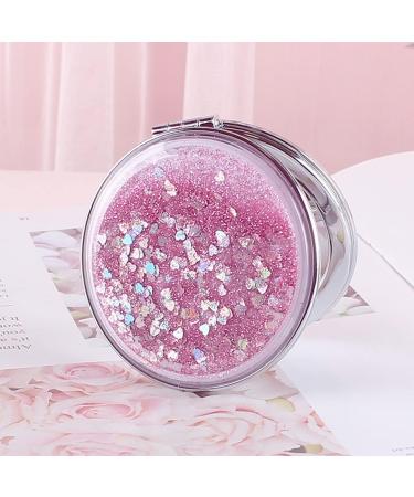 AKOAK Compact Quicksand Pocket Travel Makeup Mirror - Double Sided 1x/2x Magnification - Pink - Buy Online on GoSupps.com