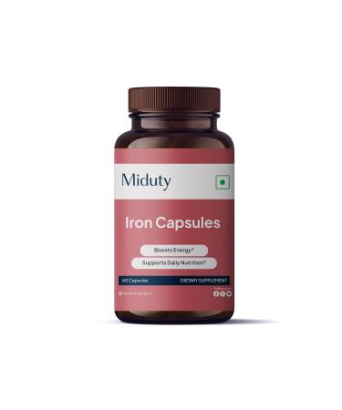 Miduty by Palak Notes Iron Capsule -Ginger - Moringa Leaves - Green Amla - Barley Grass - Wheat Grass - Parsley Leaves -60 Capsules