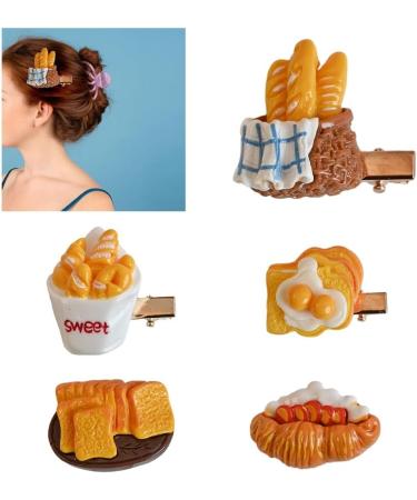 hgnxa Creative Simulation Bread Shape Hairpin for Girls Carnival Taking Photo Hair Barrettes Aesthetics Hair Accessories 2 simulated food dou - Buy Online on GoSupps.com