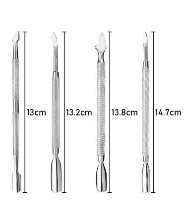 Pinkiou 4 PCS Cuticle Pusher and Cutter Set - Stainless Steel Manicure Pedicure Kit in Tin Box - Nail Art Remover Tools - Buy Online on GoSupps.com