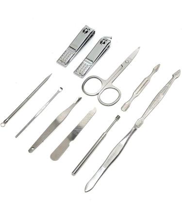 11pcs Stainless Steel Nail Grooming Kit Nail File Nail Clipper Ear Pick Eyebrow Clip Tool Set Manicure Facial Beauty Care Tool with Storage Bag - Buy Online on GoSupps.com