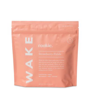 Wake - Natural Clean Energy Powder Drink by Rookie Wellness Stress Relief Focus Supplement for Memory and Mood Boosting - Ashwagandha B12 and B Complex Vitamin Metabolism Supplement (30 Servings) Strawberry Fields 30 Servings (Pack of 1)