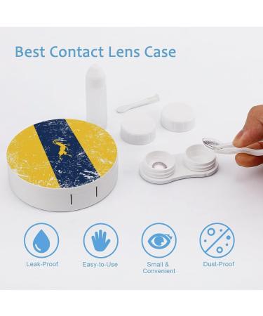 Michigan State Flag Round Case For Contact Lens Kit Storage Box with Mirror Printed - Buy Online on GoSupps.com