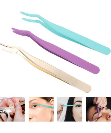 Minkissy 3pcs Eyelash Curler Set - Curved Eyelash Applicator Tool for False Lashes & Nose Trimming - Stainless Steel Lash Cluster Applicator - Buy Online on GoSupps.com