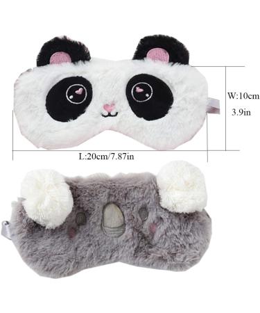 2 Pack Cute Animal Sleep Masks for Girls - Panda and Koala Blindfold Eye Covers for Women - Soft Plush Travel Nap Accessories - Buy Online on GoSupps.com