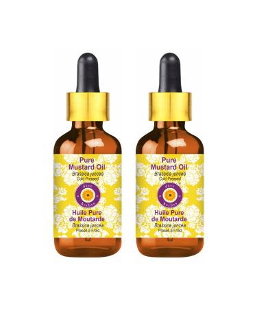 DEve Herbes Pure mustard oil (Brassica juncea) with glass dripper natural therapeutic quality cold -pressed (Pack of Two) 100ml x 2 (6.76 oz) 100 ml (2 Pack)