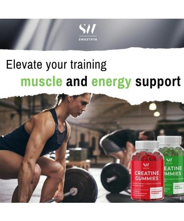 SW Creatine Gummies - Strawberry Flavour - 3000mg Creatine Monohydrate - Muscle Growth & Fast Recovery - Pre-Workout Supplement - Gluten Free & Vegan - Buy Online on GoSupps.com