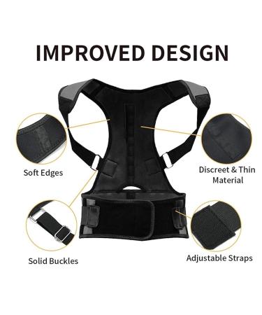 Back Brace Posture Corrector with Magnetic Therapy for Men & Women | Adjustable Waist Support Belt for Upper & Lower Back Pain Relief - XX-Large Black - Buy Online on GoSupps.com