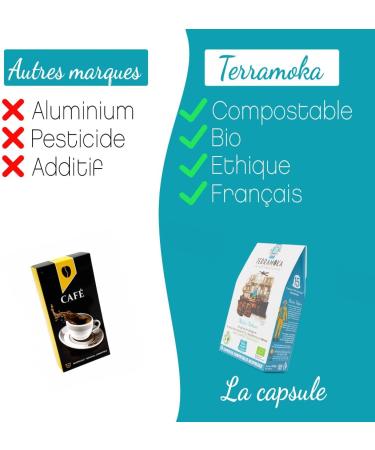 TERRAMOKA 60 Organic Decaffeinated Capsules of Excellence 100% Pure Arabica from Peru - Compatible with Nespresso Capsule Machines - Original and Elegant - Zero Waste - Mister Nelson - Roasted in France - Buy Online on GoSupps.com