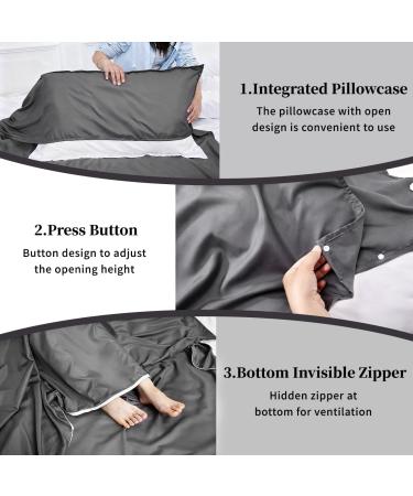 MongByYa Sleeping Bag Liner Lightweight Compact Sleeping Bag Sack Portable Clean Travel Sheet Camping Sleep Sheet for Backpacking Hotel Hiking 82.7'' X 45.3'' - Silver Gray - Buy Online on GoSupps.com