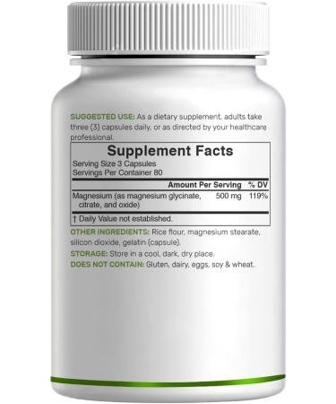 Magnesium Complex 1 000mg 240 Capsules Triple Magnesium Complex with Magnesium Glycinate Citrate Oxide Mineral Supplements with Max Strength Elemental Forms + 100% Chelated & Purified - Buy Online on GoSupps.com