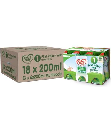 Cow & Gate 1 First Infant Baby Milk - Pack of 18 - 200ml