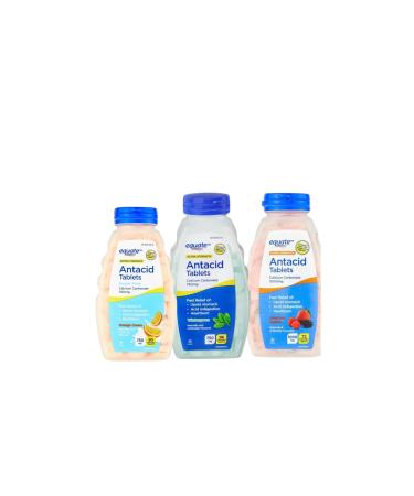 Equate Extra Strength Sugar-Free Antacid Chewable Tablets Orange Cream Wintergreen Assorted Berries Flavor (Pack of 3) by Kwabossal