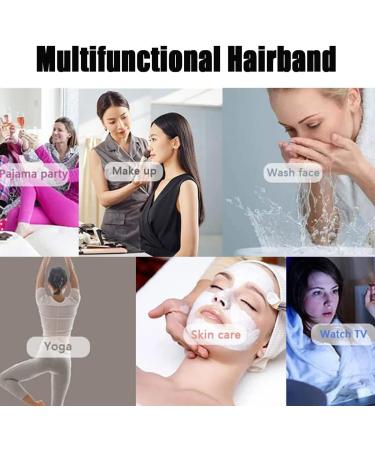 Puffy Makeup Headband - Spa Headbands Wristband Sets for Women Sponge & Terry Towel Cloth Fabric Cute Skincare Headband for Face Washing (Pink) - Buy Online on GoSupps.com