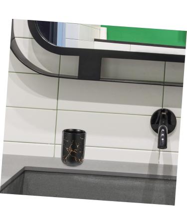 Garneck 4-Piece Black Porcelain Drinkware Set - Stylish Brush & Cup Storage for Home Washbasin & Worktop | 11x7.7cm - Buy Online on GoSupps.com