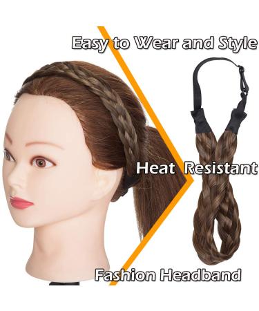 Buy Silk-Co Women's 5-Strand Blond Hair Band - Vintage Elastic Braided Headband for Weddings | Hair Tie & Braids Extensions in Medium Brown & Dark Blonde - Buy Online on GoSupps.com