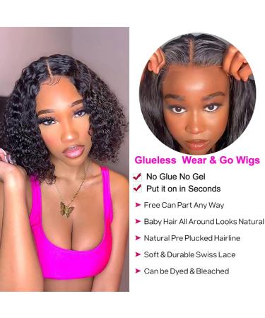 Domiso Deep Wave Bob Wig 12 Inch - Glueless Human Hair Lace Wig for Black Women - Buy Online on GoSupps.com