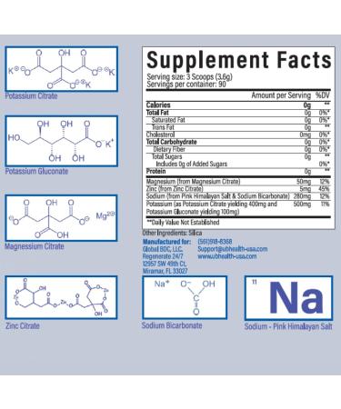 Total Hydration Electrolyte Replacement Mix - Unflavored Powder Supplement (90 Servings) with Potassium Magnesium Zinc & Pink Salt - No Sweeteners - Buy Online on GoSupps.com