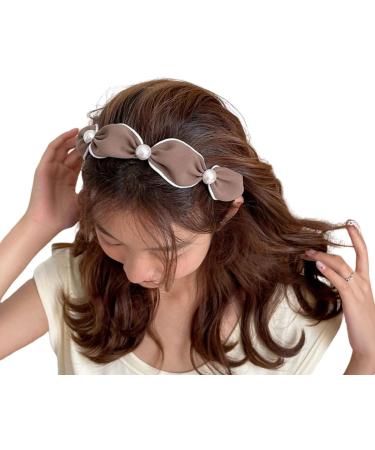 scicent Hair Accessories 2 Pieces Headbands for Women Pearl Embellished Hair Bands for Girls Knotted Head Band Fashion Hairband (White+light coffee) - 23424 - Buy Online on GoSupps.com