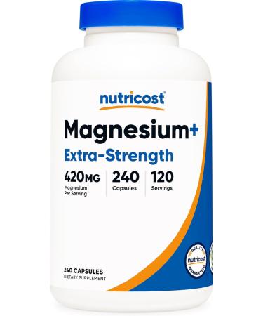 Nutricost Magnesium Glycinate 420mg, 240 Capsules - 120 Servings, Non-GMO, Gluten Free, Vegetarian Friendly 240 Count (Pack of 1) - Buy Online on GoSupps.com