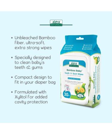 Aleva Naturals Bamboo Baby Wipes for Teeth & Gums - 30 Count - Buy Online on GoSupps.com