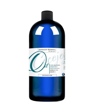 Dr Joe Lab Apricot Kernel Seed Oil 32 oz Pure Natural Cold Pressed Unrefined Extra Virgin - Unrefined with distinct, sharp smell - for Hair Skin Body Nail and Beard Moisturizes & Nourishes 32 Fl Oz (Pack of 1)