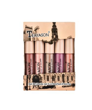 5-Part Matte Rose Lip Glass Set | Waterproof High-Pigment Liquid Lipstick Gift for Women & Girls - Buy Online on GoSupps.com