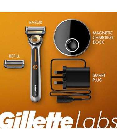 Gillette Heated Razor for Men Starter Shave Kit | 1 Handle, 2 Blade Refills, Charging Dock - Buy Online on GoSupps.com