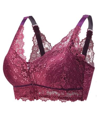 Mastectomy BH for women sexy floral lace wireless sleep bralette post-surgery special bag brasser with zipper at the front l purple