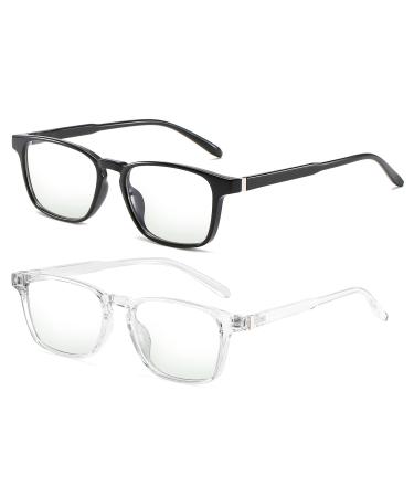 Blue Light Blocking Glasses for Men & Women - Fashion Reading/Computer Glasses,Nerd Eyeglasses Ease Eye Strain - Pack of 2