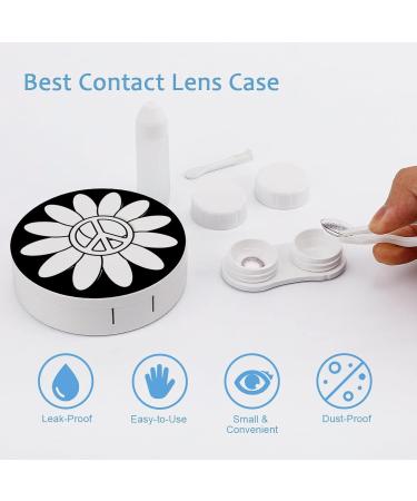 Sunny Flower Peace Sign Round Case For Contact Lens Kit Storage Box with Mirror Printed - Buy Online on GoSupps.com