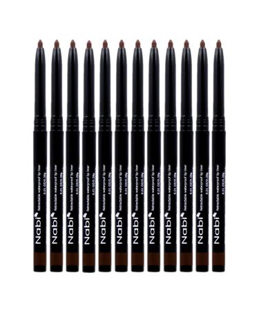 Beauty Spot (12pcs) Nabi Retractable Waterproof Eyeliner Pencil - Long Lasting Fade Resistant Formula - Quick Makeup Remover (Dark Black Brown)