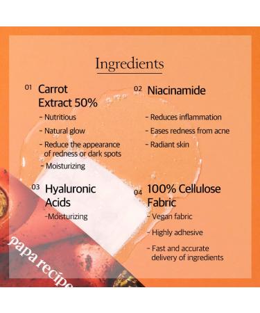 Papa Recipe Eggplant & Carrot Sheet Mask - Hydrating & Soothing for Sensitive Skin | Acne-Prone, Dull, and Uneven Skin | Radiant Complexion | 10 Sheets - Buy Online on GoSupps.com