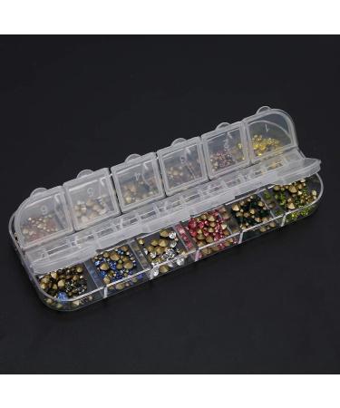 Nail Art Rhinestones 12 Grids DIY Decoration Glitter Manicure Tool Fashionable and Delicate Safe for Household and Salon - Buy Online on GoSupps.com