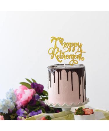 Tenhaisi Gold Glitter Happy Retirement Cake Topper with Tree Old AF Retirement Party Supplies - Buy Online on GoSupps.com