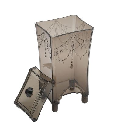 Verdant Touch Round Cotton Pad Dispenser - Transparent Grey - ABS - Dustproof, Easy Accessible - Sturdy - For Cotton Pads