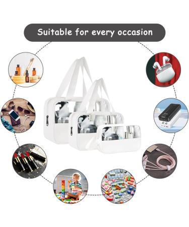 4PCS Clear Toiletry Travel Bags - Waterproof PU Makeup Bags for Men and Women - Portable Airport Cosmetic Pouches - White - Buy Online on GoSupps.com