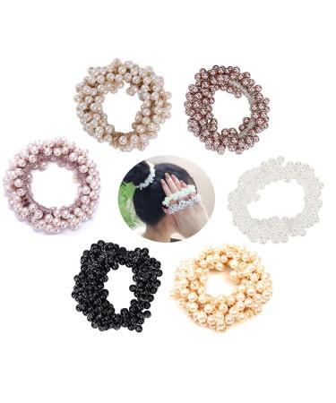 6-Piece Pearl Elastic Hair Ties - Stylish Ponytail Holders for Girls Women & Children - Perfect Hair Accessories - Buy Online on GoSupps.com
