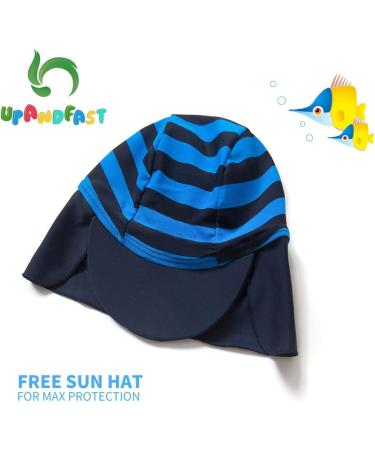 UPF 50+ Baby Boy Swimwear Set with Sun Hat | Navy One Piece Zip Swimsuit 12-18 Months - Buy Online on GoSupps.com