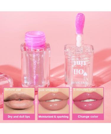 2 Pcs Magic Color Changing Lip Oil - Long Lasting Glitter Shimmer Lip Gloss Non-Sticky & Moisturizing - Fresh Texture Lip Glow Makeup (Glitter 02# + 04 - Buy Online on GoSupps.com