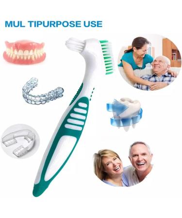 Double Bristle Head Toothbrushes for Dental Care | Prostheses Cleaning | Ergonomic & Multi-Layered Bristles - Shop Internationally - Buy Online on GoSupps.com
