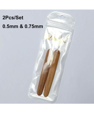Luwigs Dreadlocks Crochet Hooks Set - Bamboo Handle Locs Crochet Needle Steel Hook for Hair Braids - 0.5mm & 0.75mm (2pcs) - Buy Online on GoSupps.com