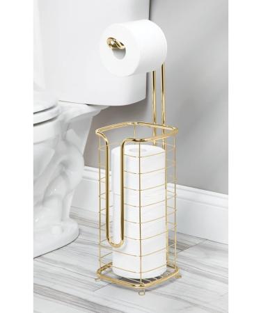 mDesign 3-Roll Toilet Paper Holder Stand with Storage - Soft Brass - Omni Collection - Buy Online on GoSupps.com