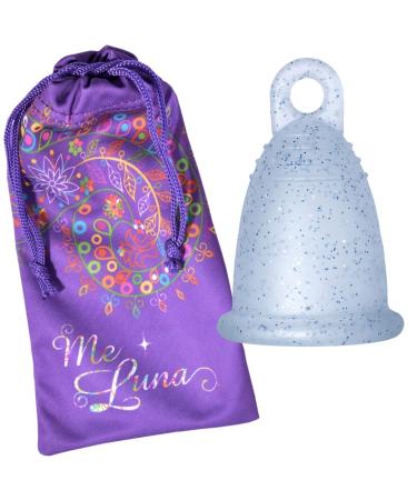 Me Luna Menstrual Cup Classic Ring Blue Glitter Size L