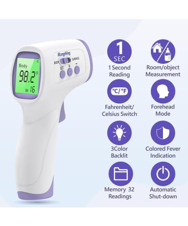 No-Touch Infrared Forehead Thermometer | Instant Digital Thermometer with Fever Alarm Backlit Display 32 Memory & Silent Mode - Fast 1 Second Results for Body & Object - Buy Online on GoSupps.com