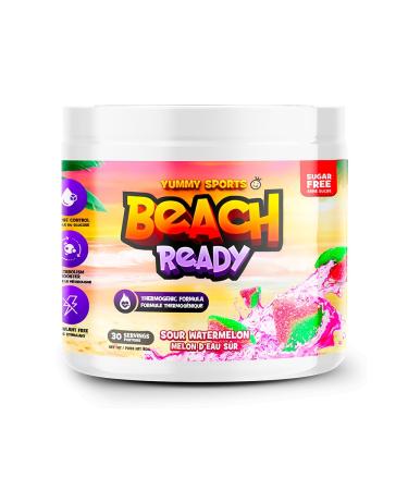 Yummy Sports Beach Ready Fat Burner Supplement - Stimulant Free Pre Workout Powder For Men & Women - Promote Weight Loss Improves Metabolism - 180g 30 Serving - Sour Watermelon