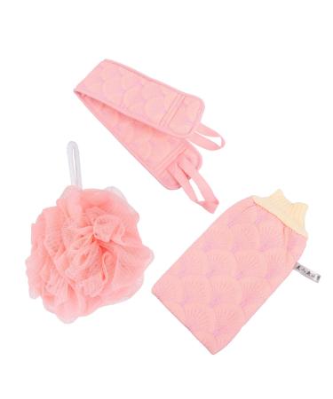 MAGICLULU 1 Bath Sponge Set Mesh Exfoliating Mesh Bath Pouf Bath Sponge Swirl Exfoliating Bath Strap Loofah Sponge for Men Scrubber Back Rub Towel Rayon Dual Purpose Pink Bath Towel