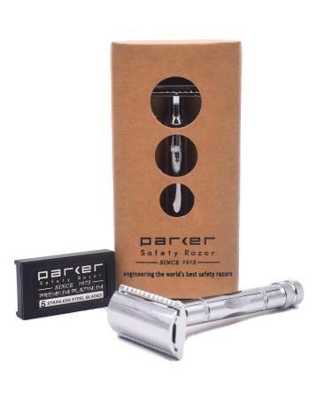 Buy Parker 89R 3-Piece Safety Razor - Chrome-Plated Brass Handle & 5 Premium Double Edge Blades | International Shipping Available - Buy Online on GoSupps.com